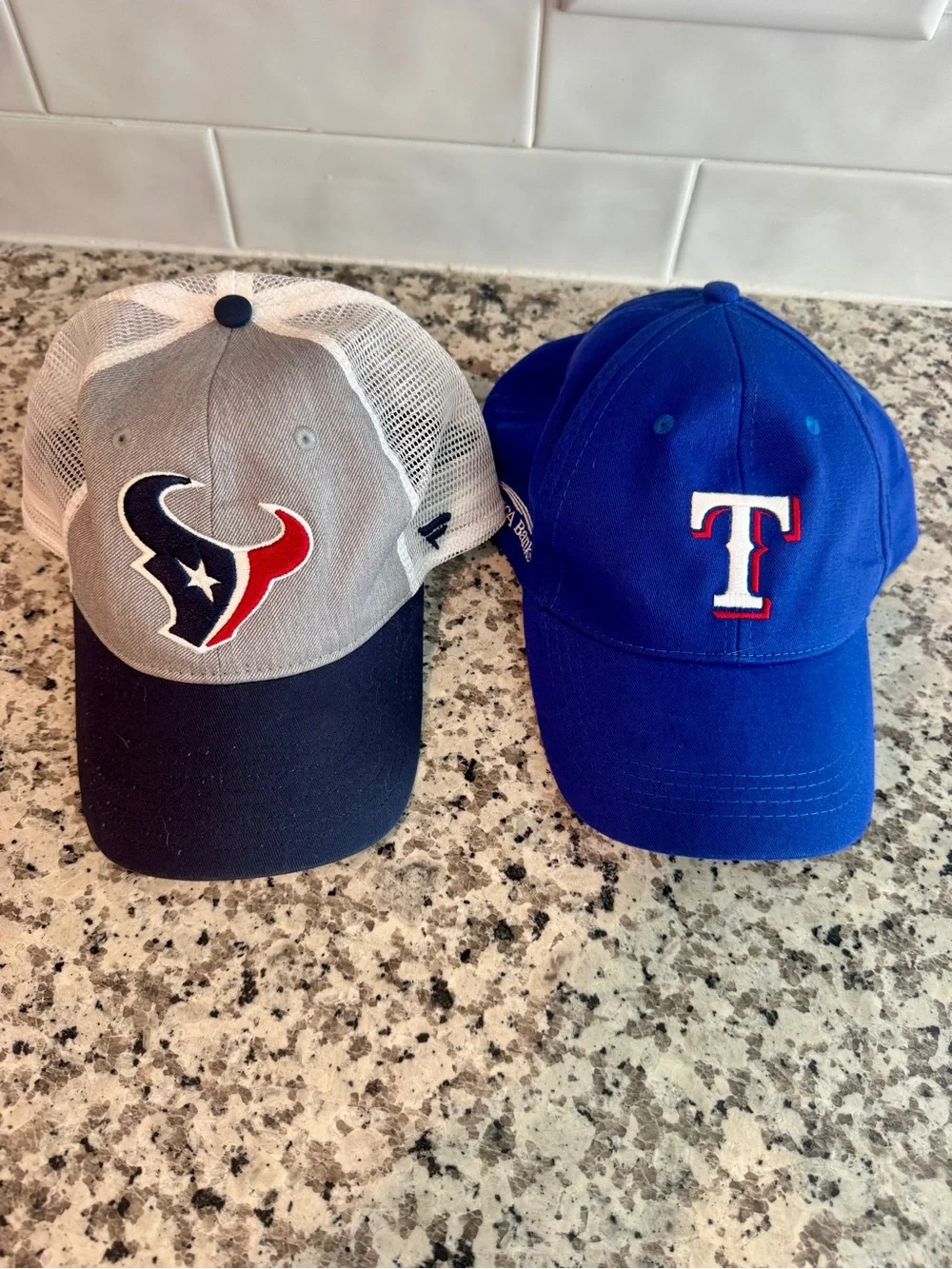 Houston Texans & Texas Rangers Logo Caps - Blue, Gray, Navy